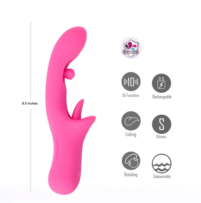 ALORA PINK Dual Motor 3-Speed 7-Function Licking Rotating Vibrator