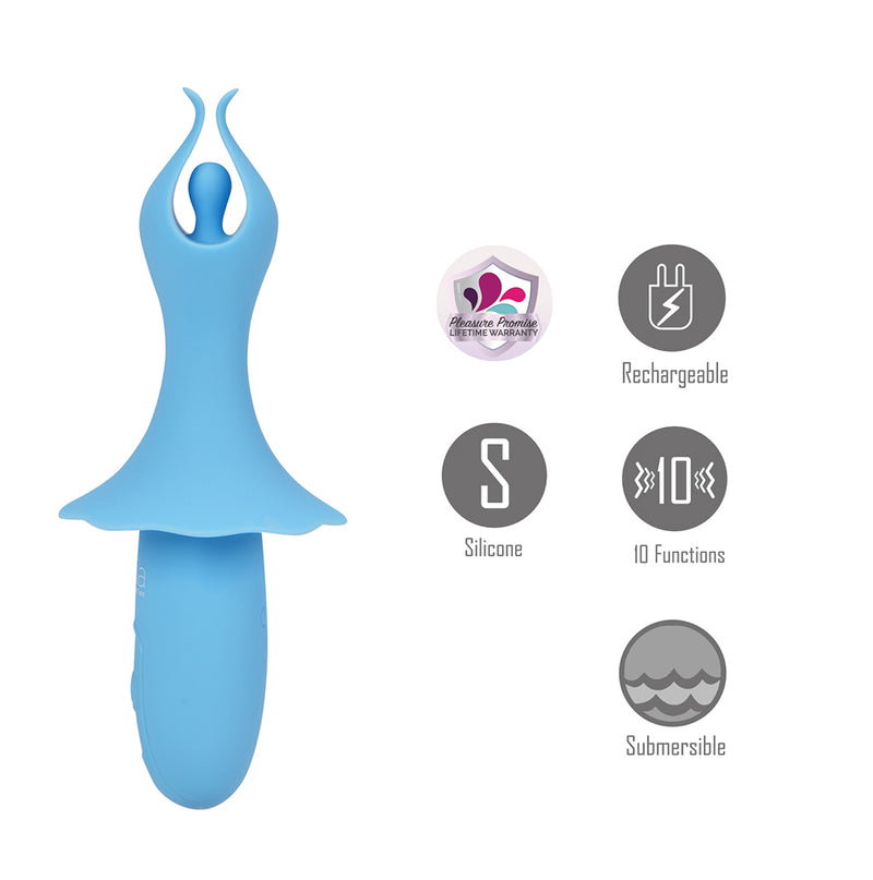 SIENNA Blue Vibelite 10-Function Rechargeable Fluttering Silicone Vibrator