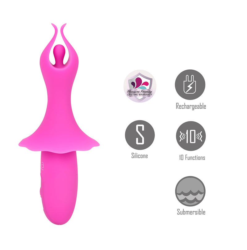 SIENNA Pink Vibelite 10-Function Rechargeable Fluttering Silicone Vibrator