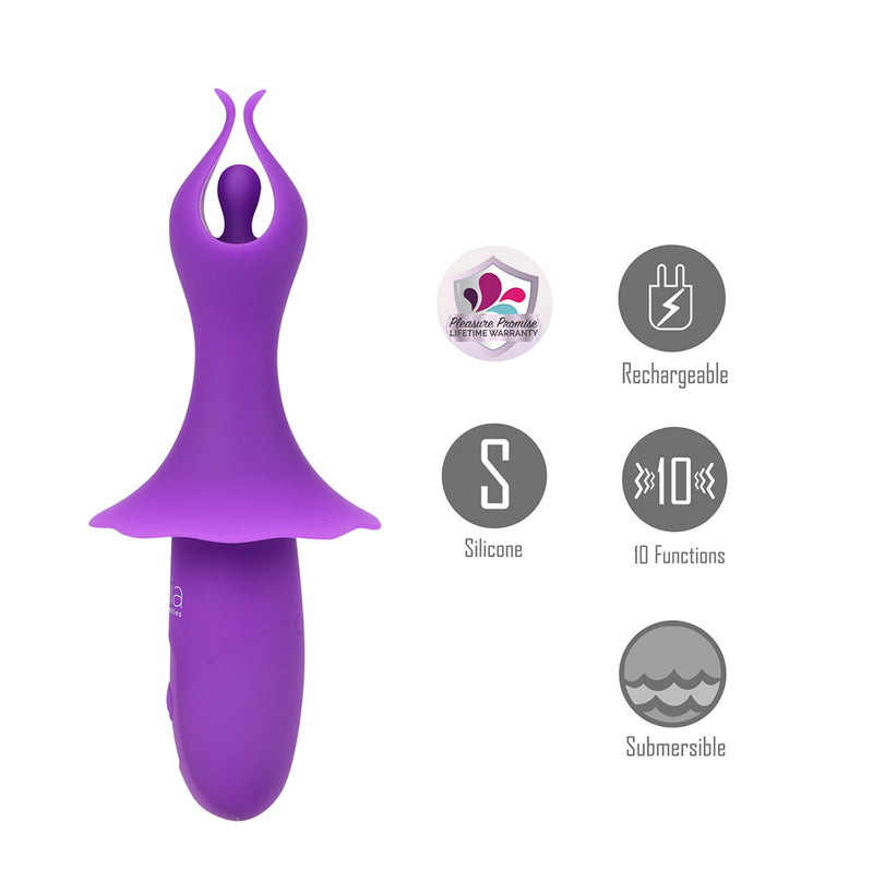 SIENNA Purple Vibelite 10-Function Rechargeable Fluttering Silicone Vibrator