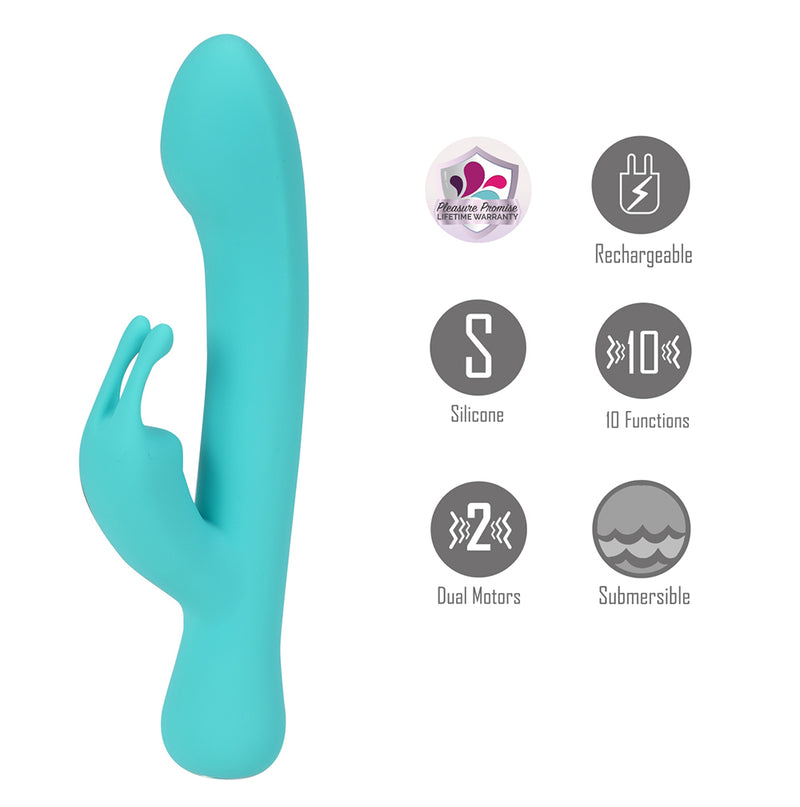 ZARA TEAL 10-Function Rechargeable Rabbit Vibe (Jaguar Power)