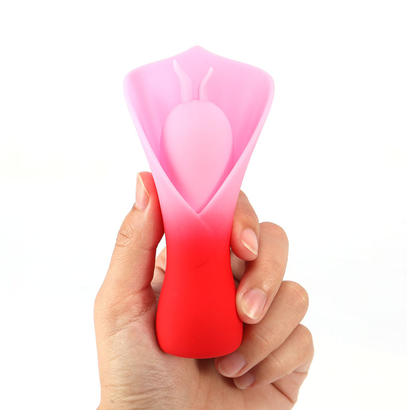 MINA RED Jaguar Powered 10-Function Mini Silicone Fluttering Flower Vibrator