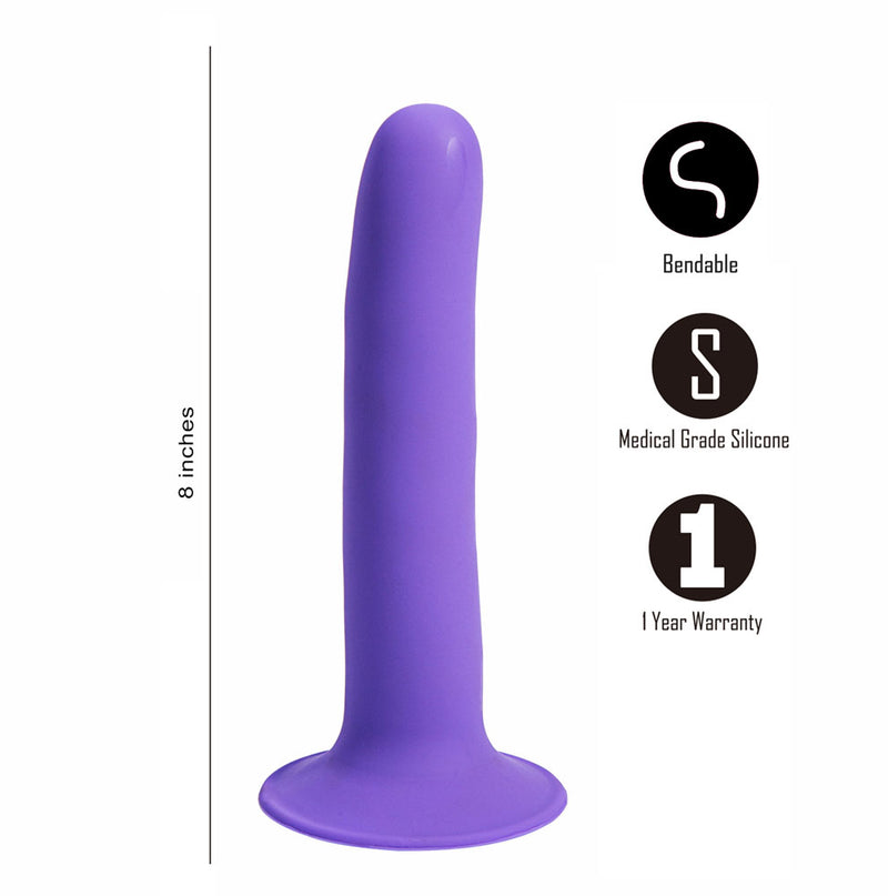 MARIN 8 Inch Liquid Silicone Suction Cup Dong Purple