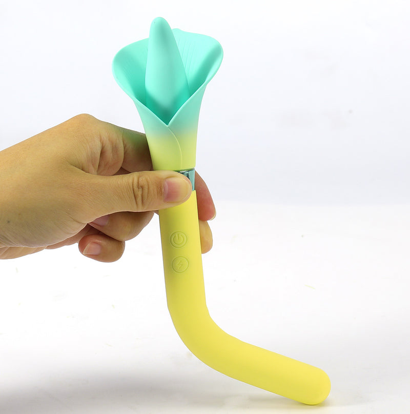 VALA YELLOW Dual Jaguar Motor 10-Function Silicone Flower Vibrator