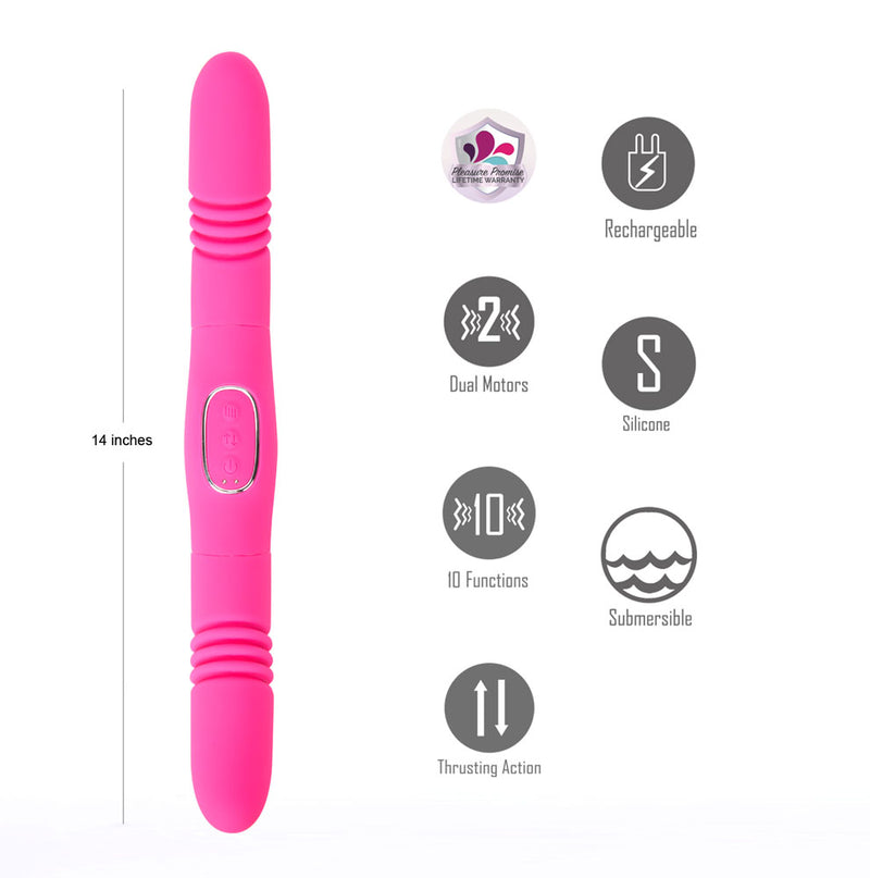 ZENA PINK 10-Function 3-Speed Dual Thrusting Vibrating Dildo