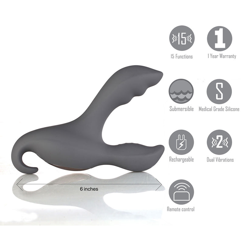 APOLLO 15-Function Silicone Remote Control Dual Motor USB Rechargeable Prostate Massager