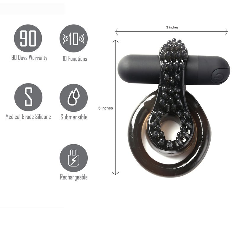 JAGGER USB Rechargeable Vibrating Erection Enhancer Ring