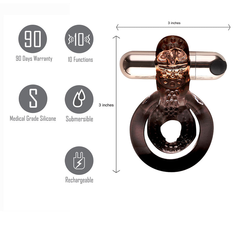 JAYDEN USB Rechargeable Vibrating Erection Enhancer Ring ROSE GOLD