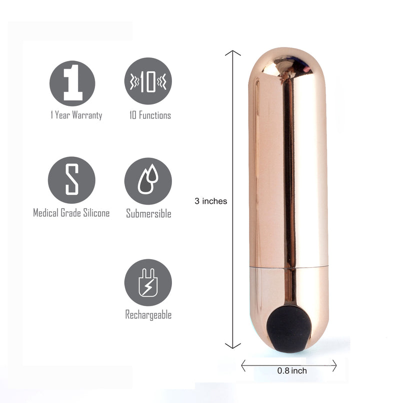 JESSI USB Rechargeable Super Charged Mini Bullet ROSE GOLD