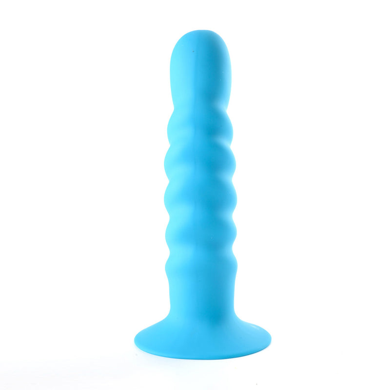 KENDALL Silicone Non-Vibrating Dong Swirled Satin Finish - NEON BLUE
