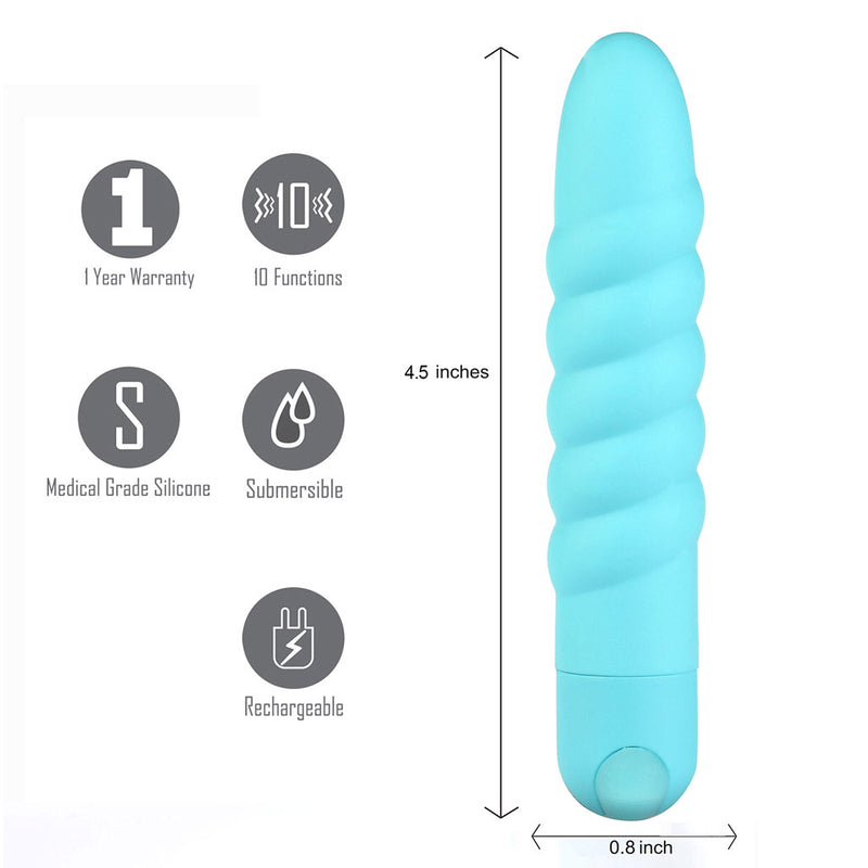 LOLA USB Rechargeable Silicone 10-Function Vibrating Twisty Bullet Blue