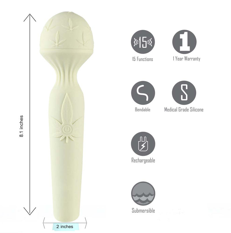 MARLIE 420 Series 15-Function Silicone Bendable Rechargeable Waterproof Vibrating Pleasure Wand