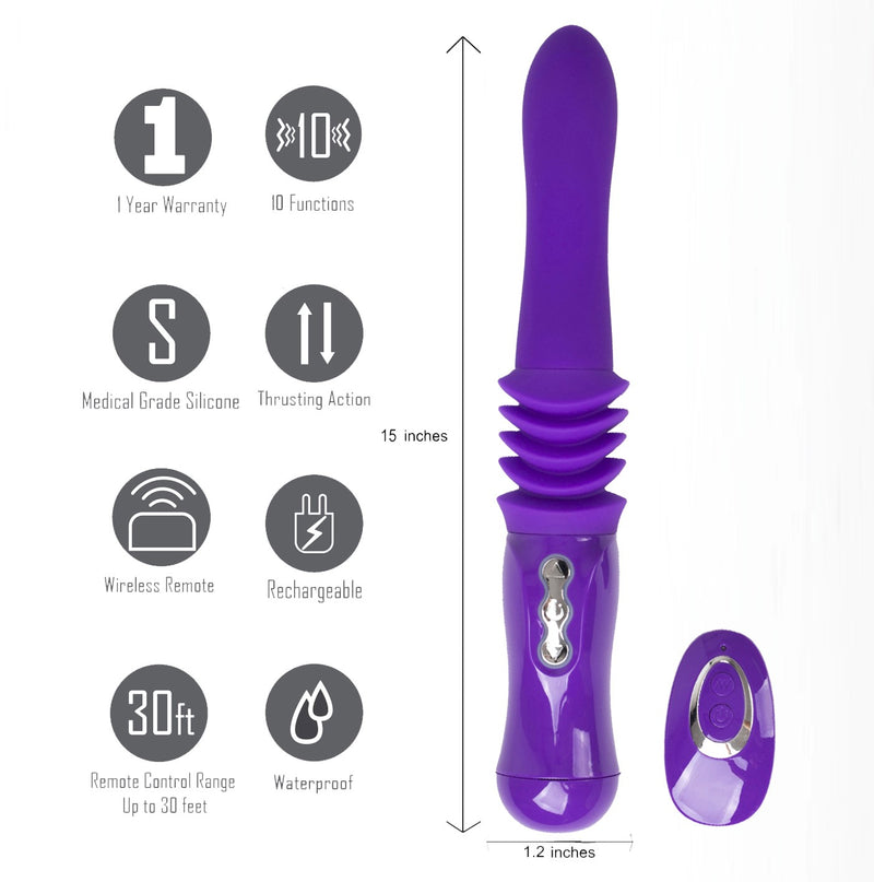 MONROE USB Rechargable Silicone Thrusting Portable Love Machine - Purple