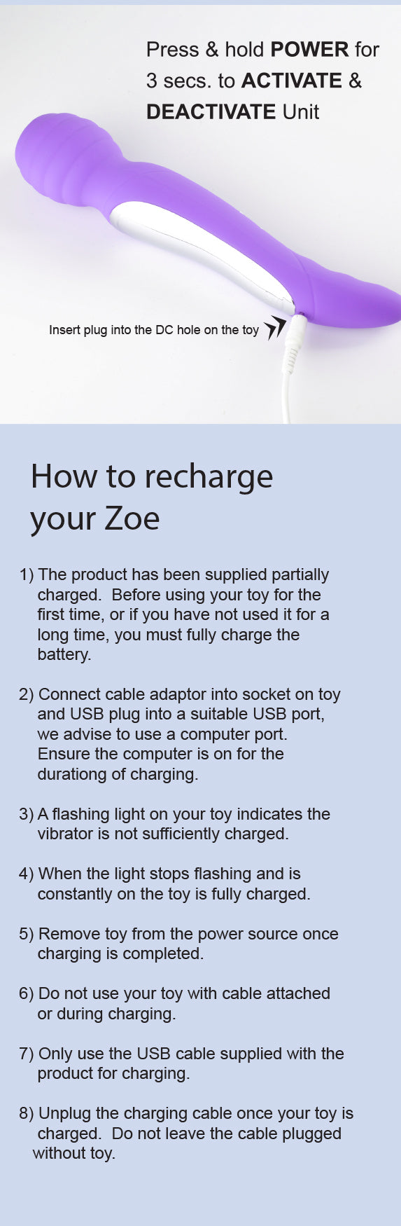 ZOE Twisty USB Rechargeable Dual Vibrating Pleasure Wand