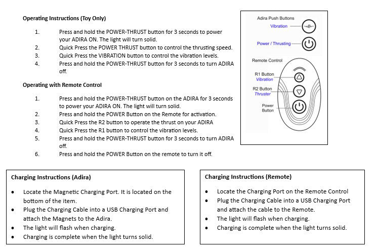 ADIRA PINK Remote Control Vibrating & Thrusting Dong