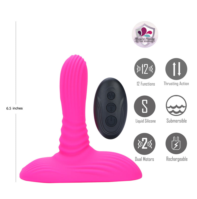 ADIRA PINK Remote Control Vibrating & Thrusting Dong
