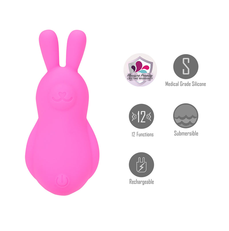 BRI Vibelite 12-Function Rechargeable Silicone Bunny Vibrator Pink