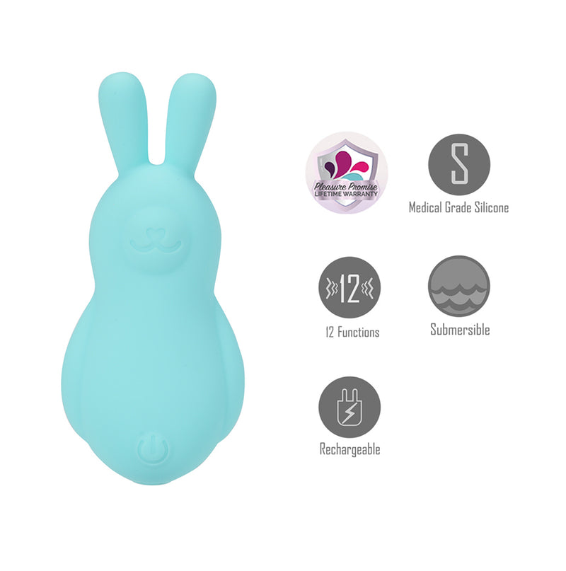 BRI Vibelite 12-Function Rechargeable Silicone Bunny Vibrator Teal