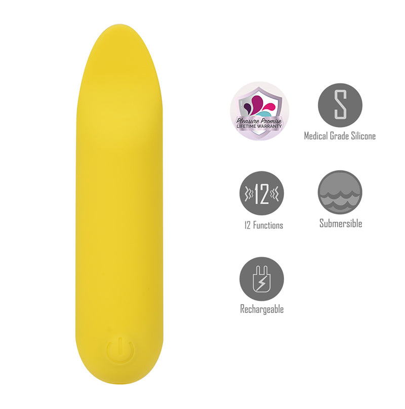 TAWNI Vibelite 12-Function Rechargeable Silicone Flickering Vibrator Yellow