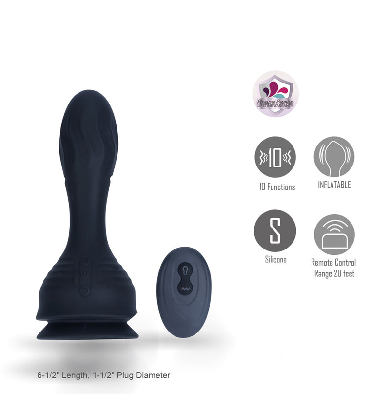 MAVERICK 10-Function Remote Control Vibrating Inflatable Anal Plug