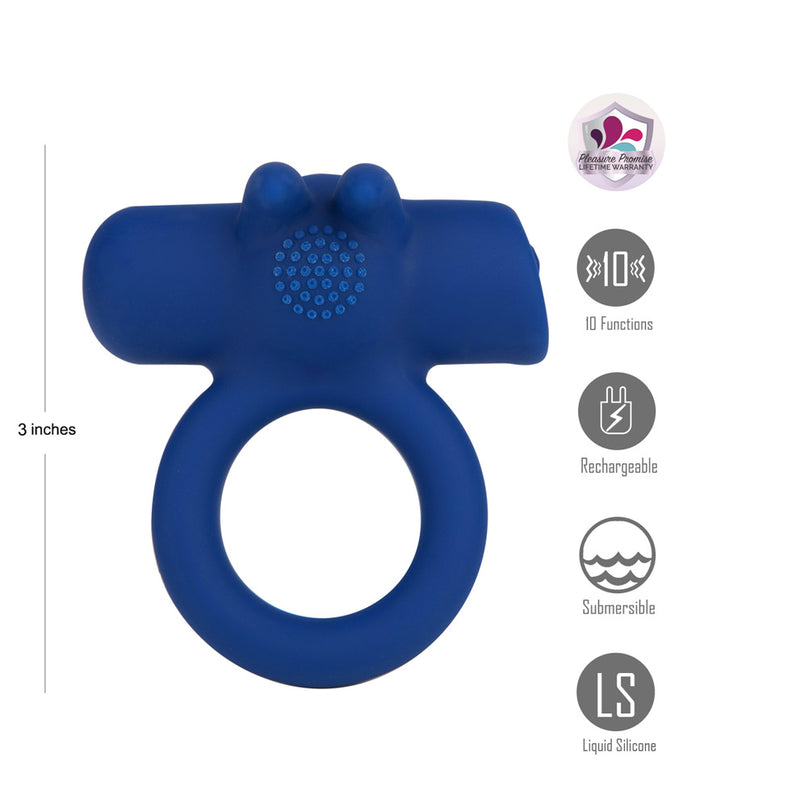 HUXLEY BLUE 10-Function Liquid Silicone Jaguar Powered C-Ring