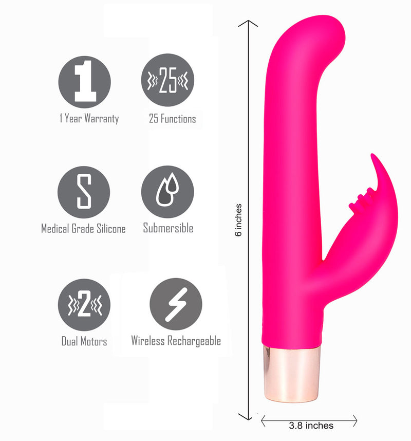 HAILEY PRO QI Rechargeable Silicone 25 Functions Dual Vibrator