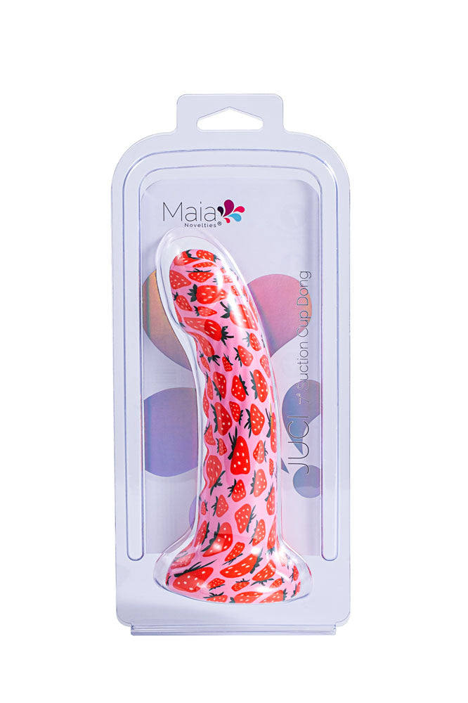 JUCI 7-Inch Strawberry Print Silicone Suction Cup Dong (PRE-ORDER ONLY)