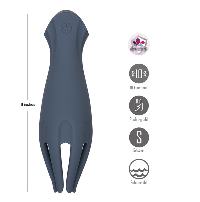LEO GREY 10-Function Silicone Vibrating Head Tickler