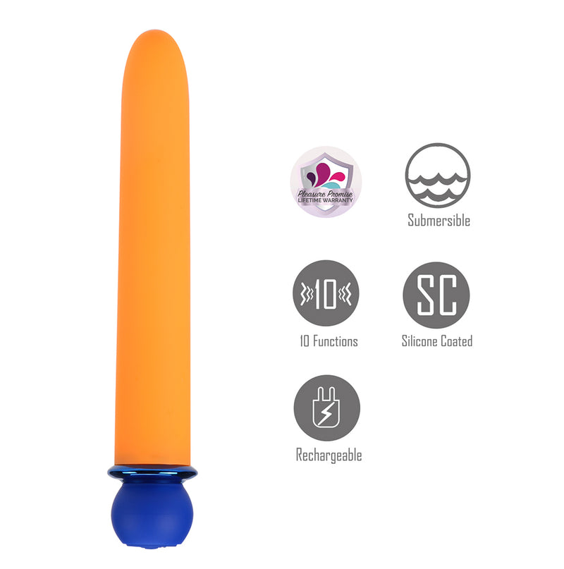 RORI ORANGE Super Charged X-Long 10-Function Rechargeable Bullet Vibrator