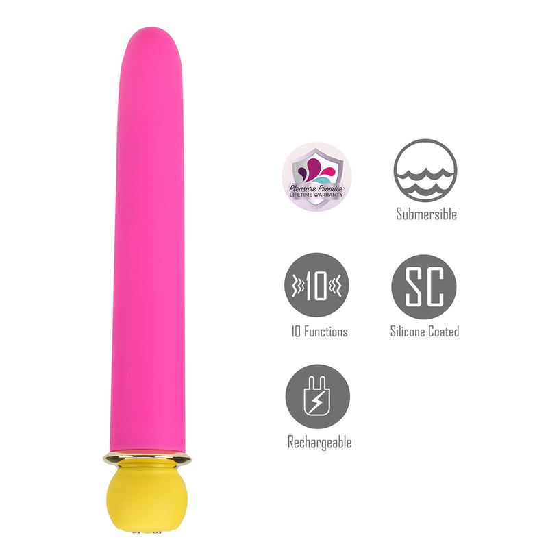 RORI PINK Super Charged X-Long 10-Function Rechargeable Bullet Vibrator