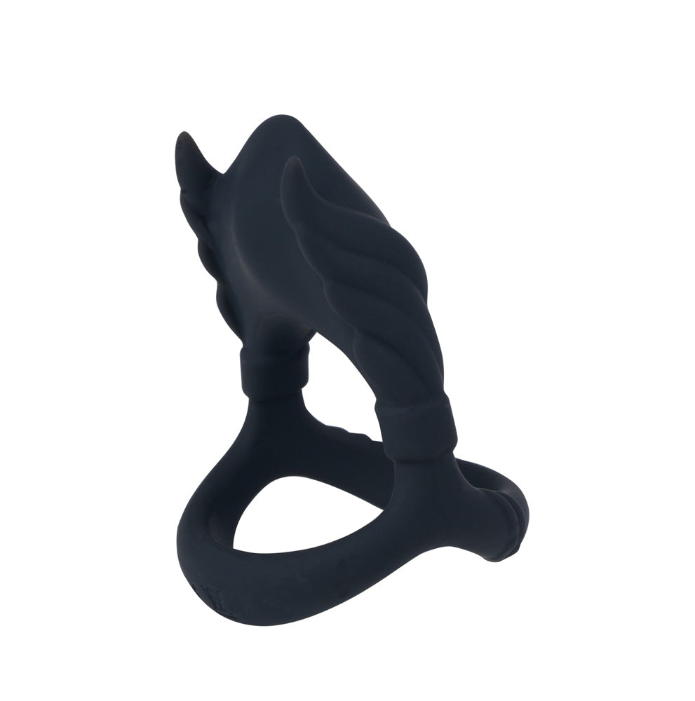 ROCKY BLACK - VIBELITE 10-Function Silicone Vibrating Dual C-Ring