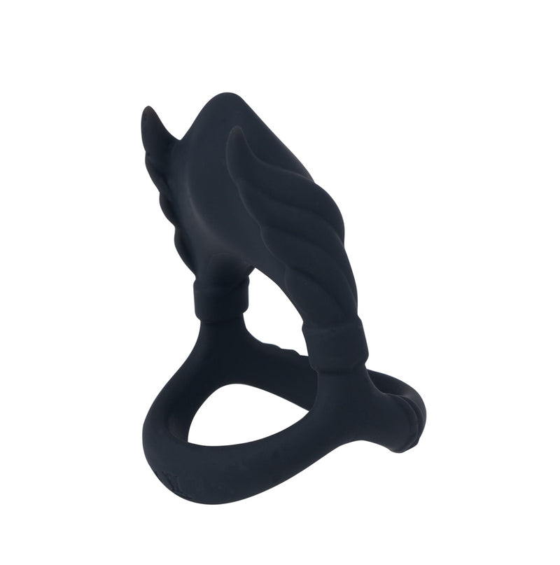 ROCKY BLACK - VIBELITE 10-Function Silicone Vibrating Dual C-Ring