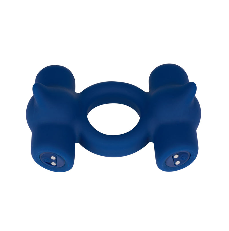 RONAN BLUE 10-Function Liquid Silicone Dual Jaguar Powered C-Ring