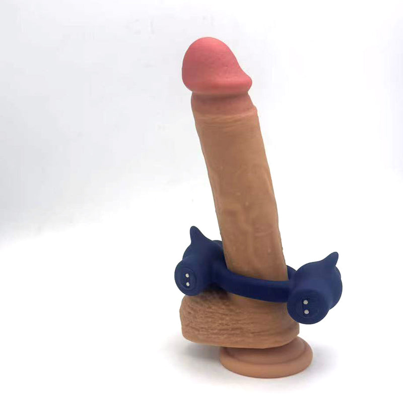 RONAN BLUE 10-Function Liquid Silicone Dual Jaguar Powered C-Ring