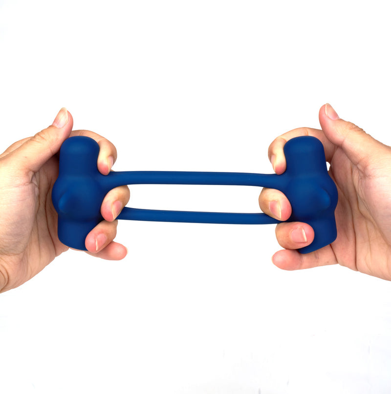 RONAN BLUE 10-Function Liquid Silicone Dual Jaguar Powered C-Ring