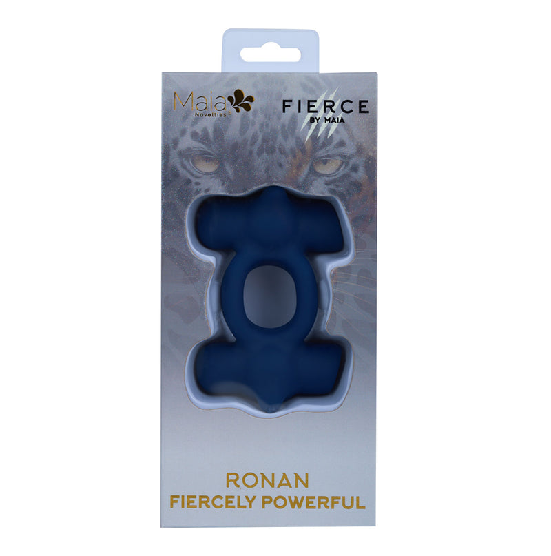 RONAN BLUE 10-Function Liquid Silicone Dual Jaguar Powered C-Ring