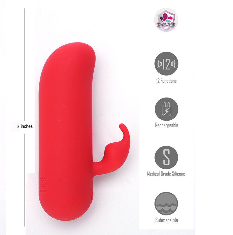 ZIA RED Vibelite 12-Function Rechargeable Mini Rabbit Vibe