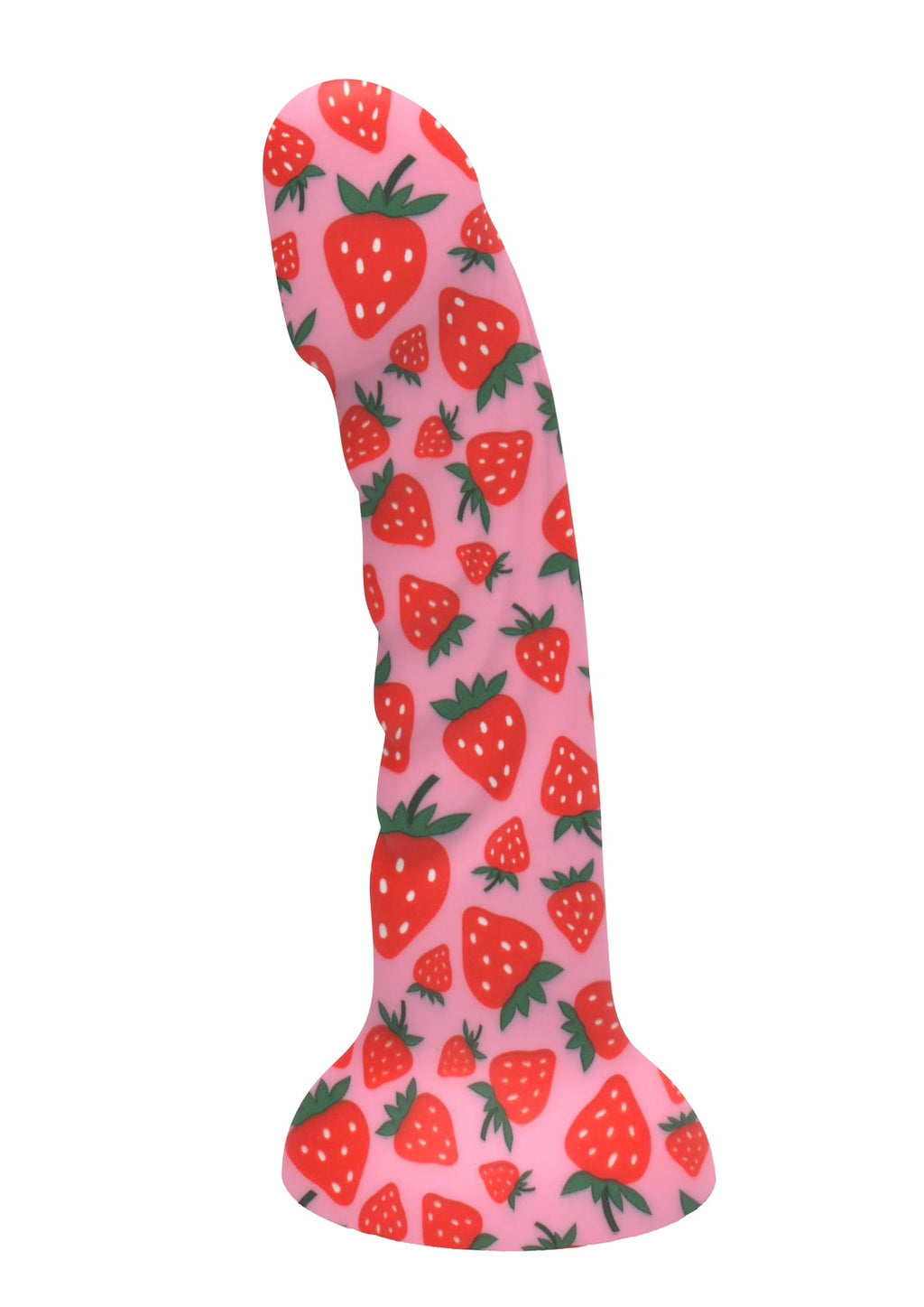 JUCI 7-Inch Strawberry Print Silicone Suction Cup Dong