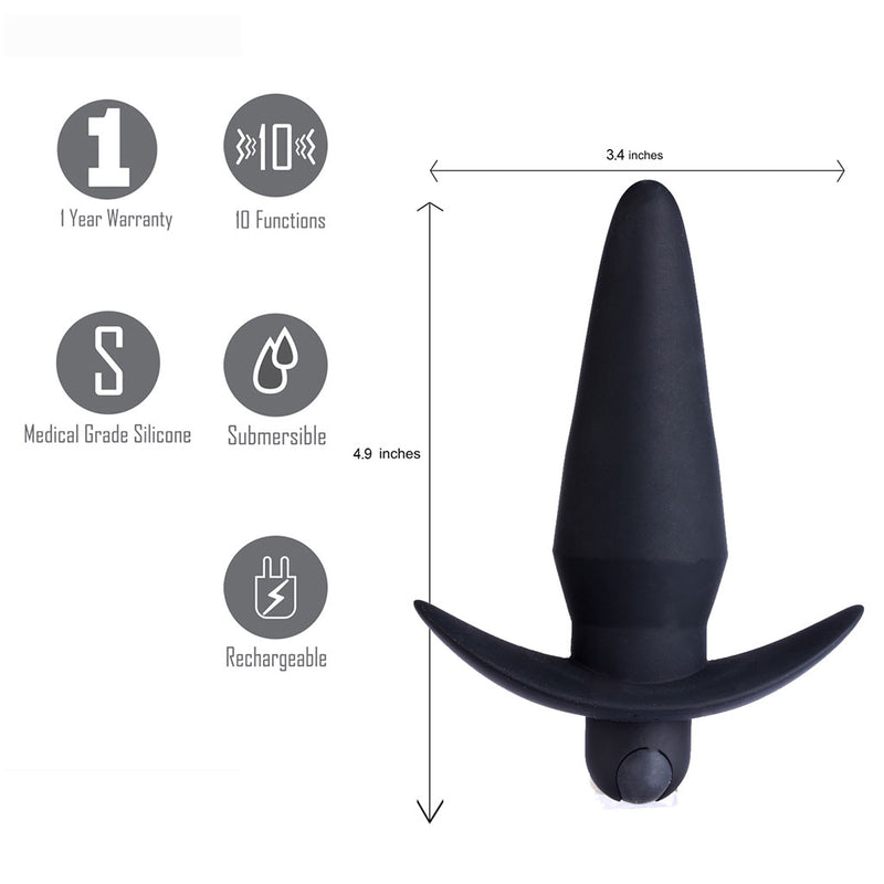 CODY USB Rechargeable Silicone 10-Function Vibrating Anal Plug