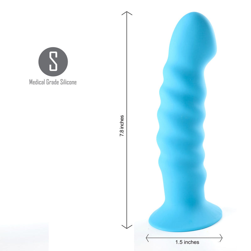 KENDALL Silicone Non-Vibrating Dong Swirled Satin Finish - NEON BLUE