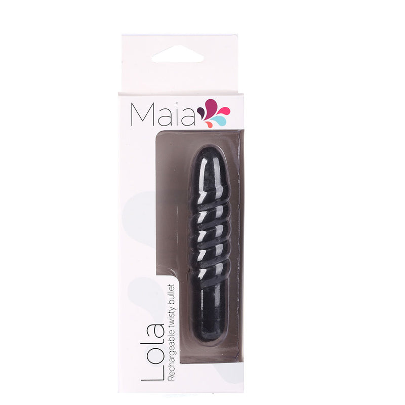 LOLA USB Rechargeable Silicone 10-Function Vibrating Twisty Bullet BLACK