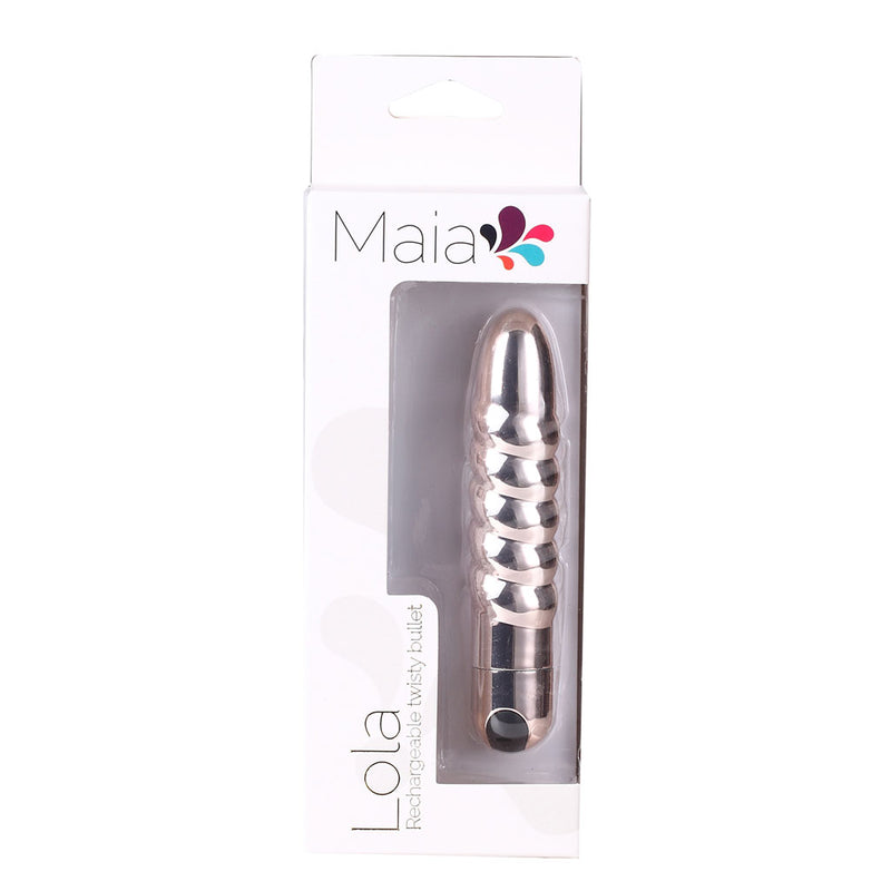 LOLA USB Rechargeable Silicone 10-Function Vibrating Twisty Bullet ROSE GOLD