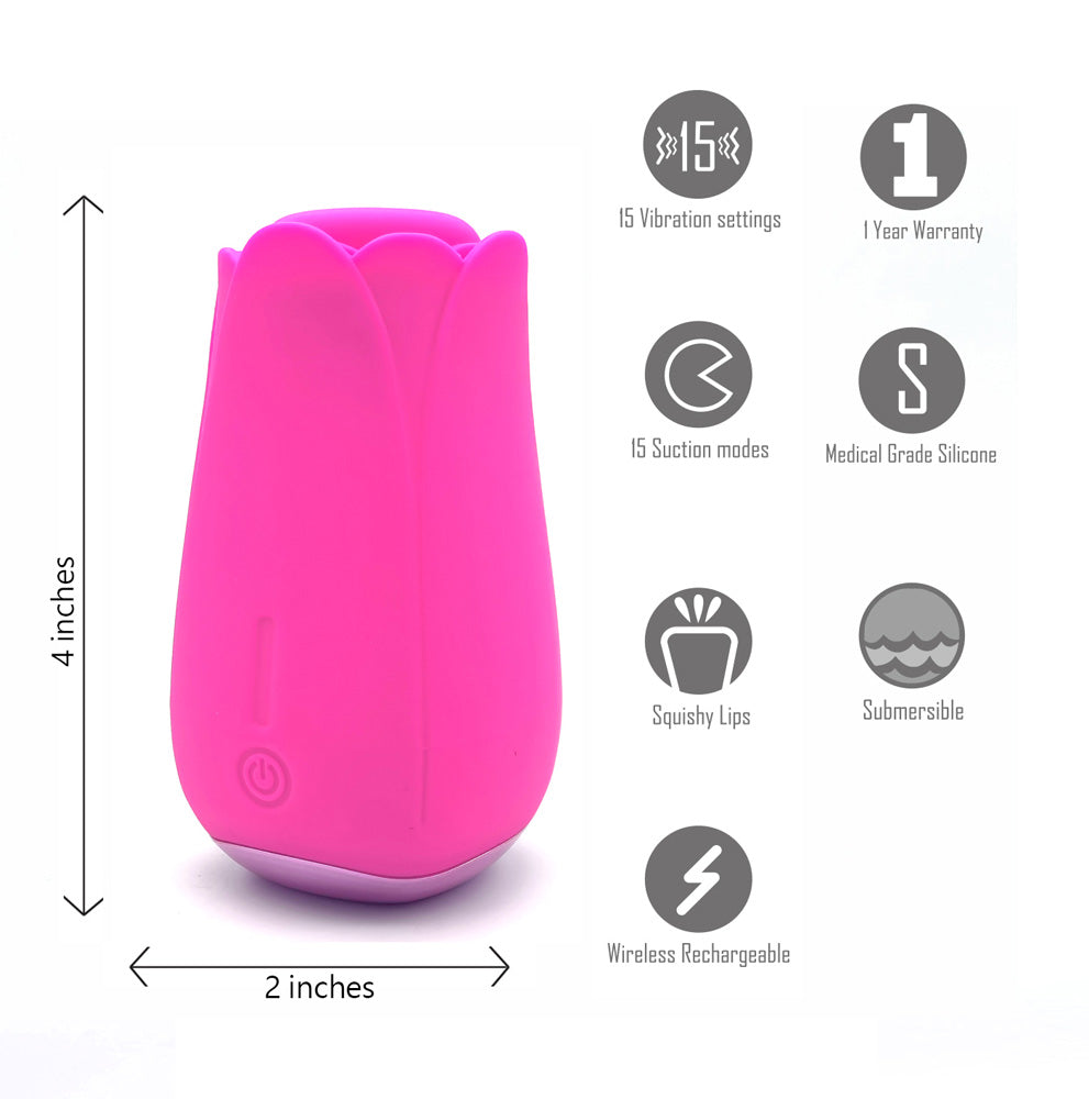 TULIP PRO 15-Function Silicone Suction Toy with Wireless Charge Pink maiatoys.com TULIP PRO 15-Function Silicone Suction Toy with Wireless Charge Pink maiatoys.com