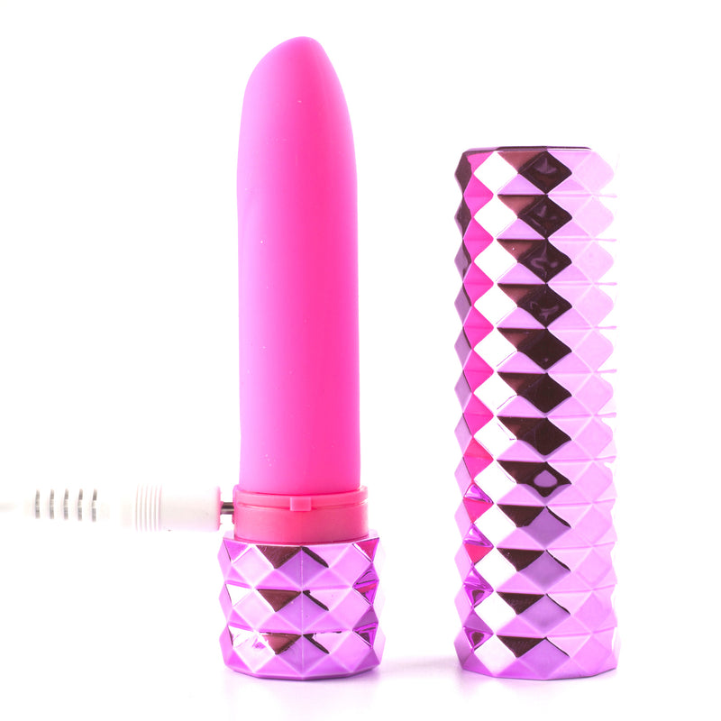 ROXIE Crystal Gems USB Rechargeable Lipstick Bullet Vibrator Pink