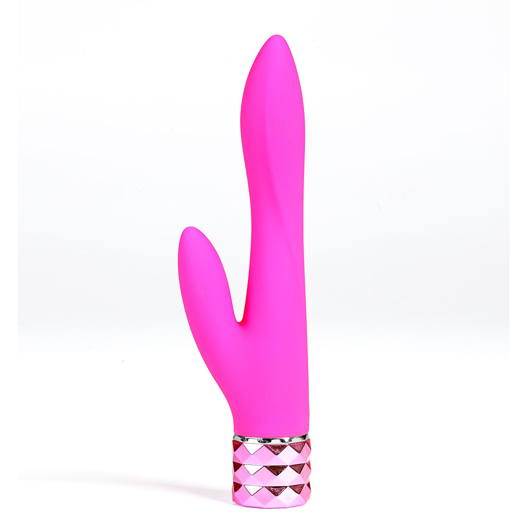 VICTORIA Crystal Gems USB Rechargeable Silicone 10-Function Dual Vibrator Pink