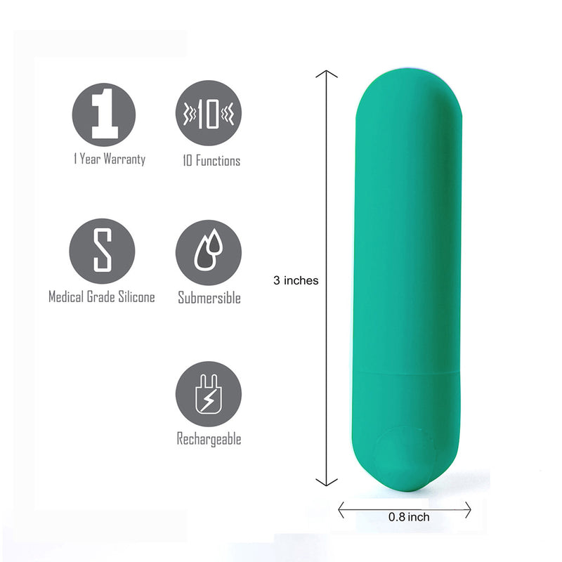 JESSI USB Rechargeable Super Charged Mini Bullet EMERALD